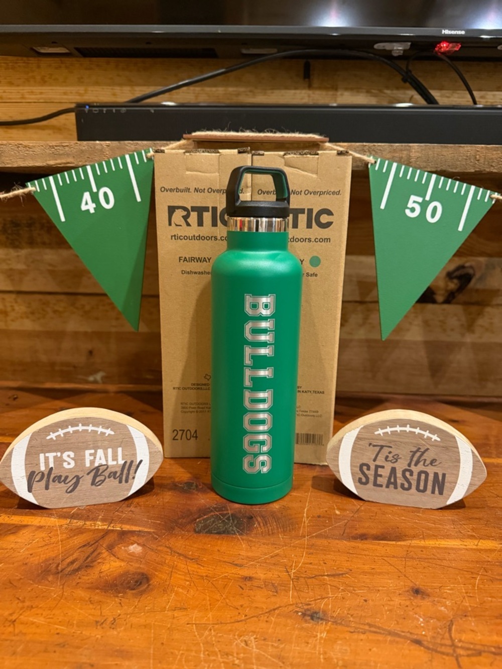 RTIC Green Bulldogs Insulated Bottle with Carry Handle